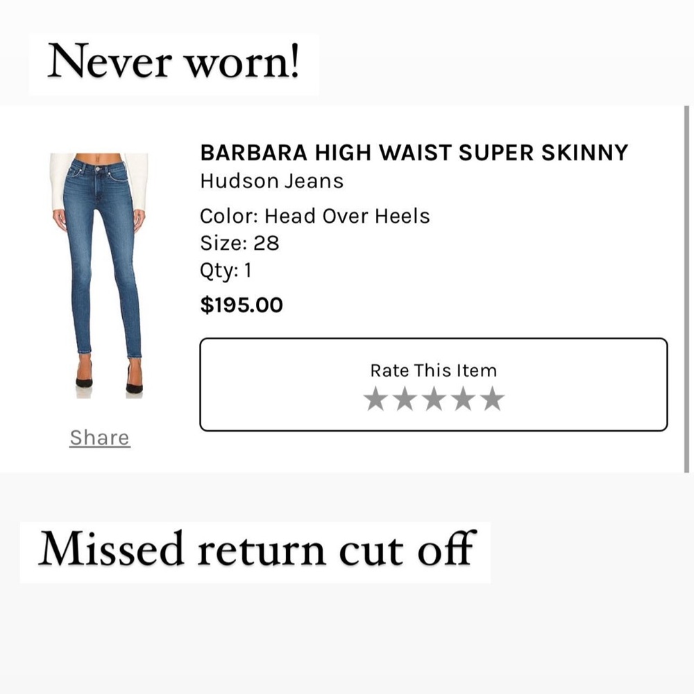 Hudson Jeans Barbara High Waist Super Skinny in Head Over Heels sz 28